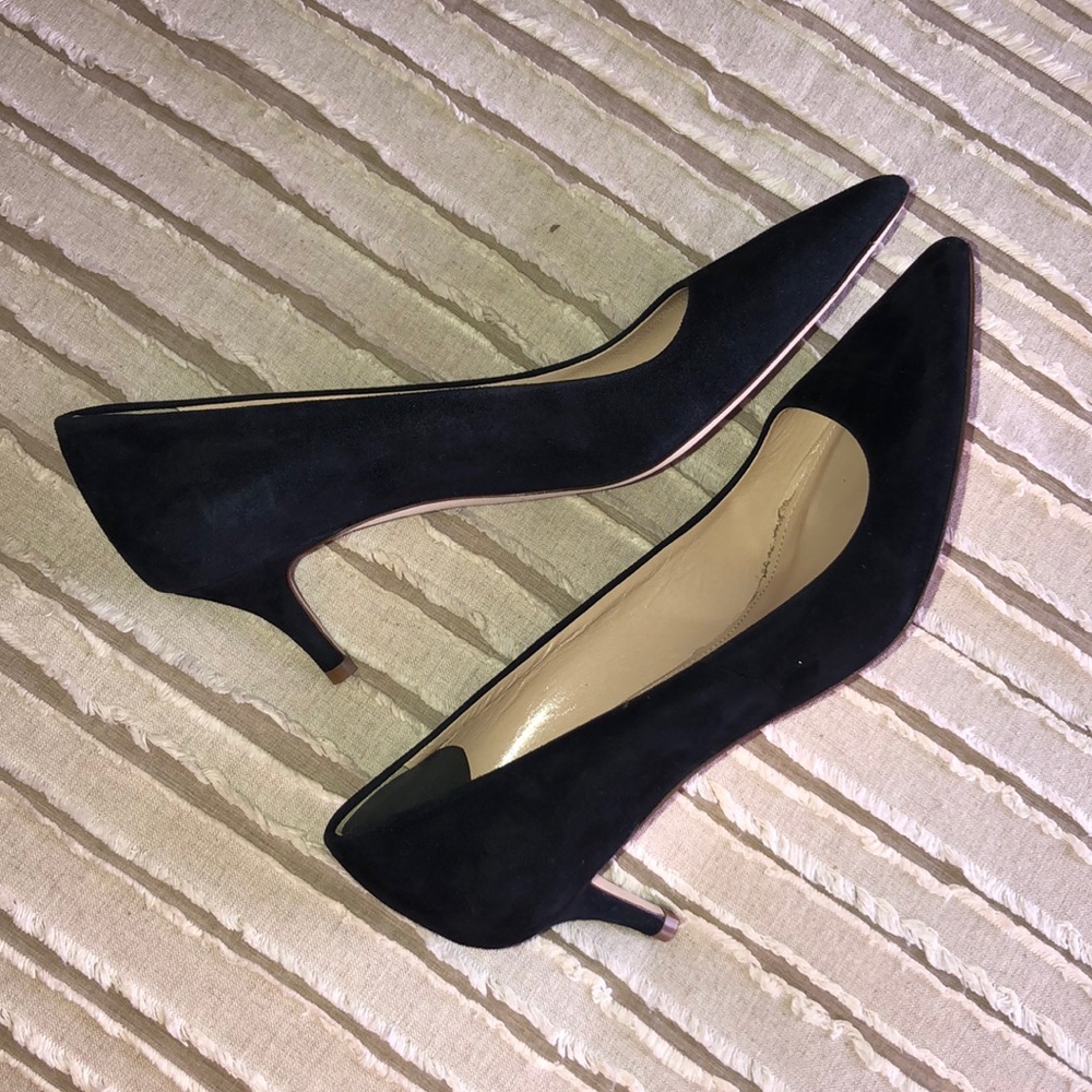 J Crew Black Pointed Toe Short Heels